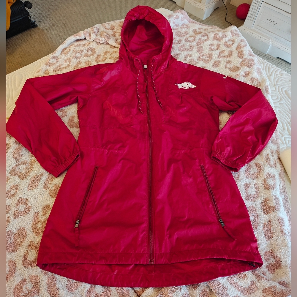 Women's Columbia Hooded Lightweight Red Arkansas Razorbacks Hogs Wind Jacket XS